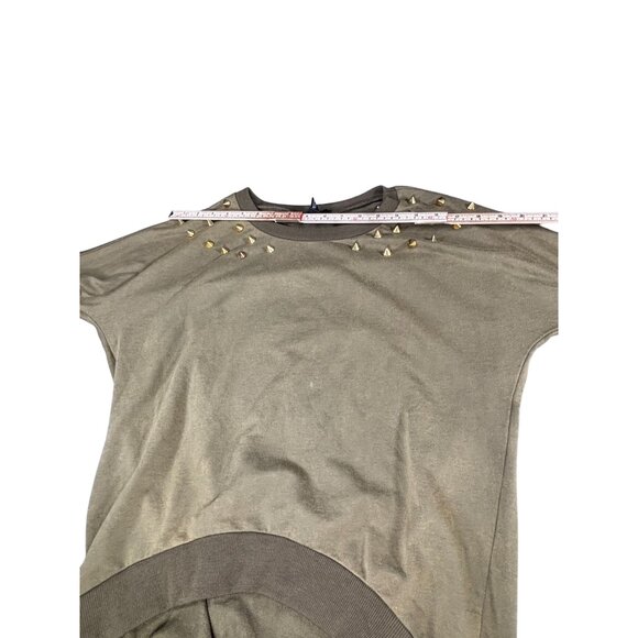 Gold Studded Olive Sweatshirt Pullover By Forever 21 Medium Size - Picture 6 of 9